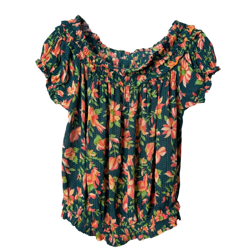 Free‎ People Suki Blouse Womens XS Garden Combo Off The Shoulder Boho Smocked
